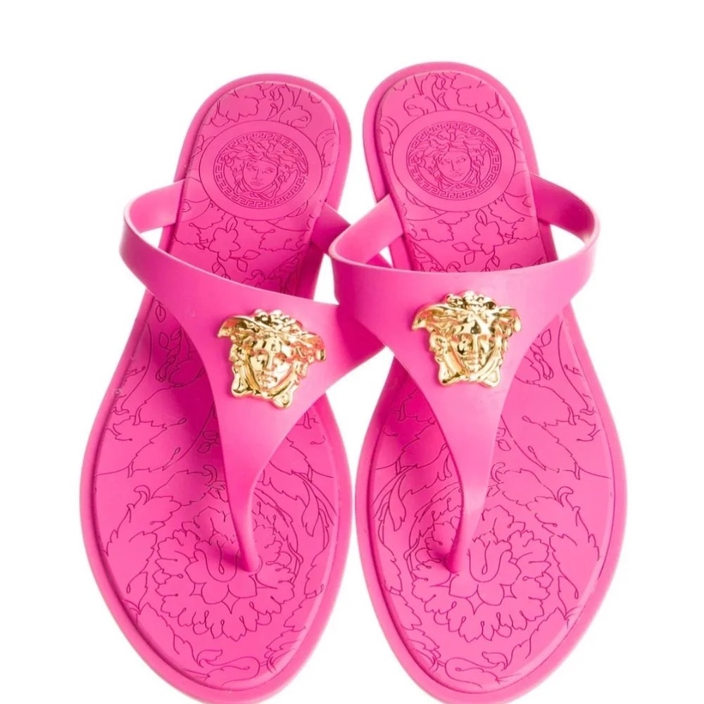 pink versace slides